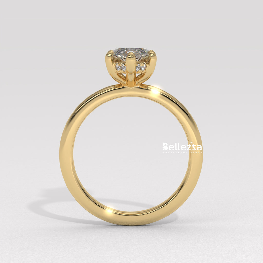 1.50-2.50CT Marquise Cut CVD Diamond Hidden Halo Setting Engagement Ring