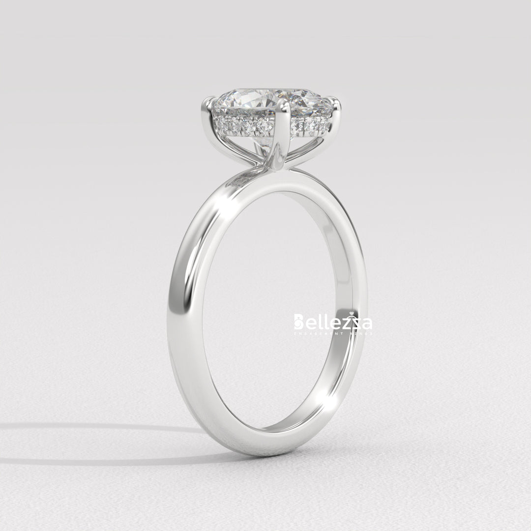 1.0-2.0CT Oval Cut Hidden Halo Lab Grown Engagement Ring