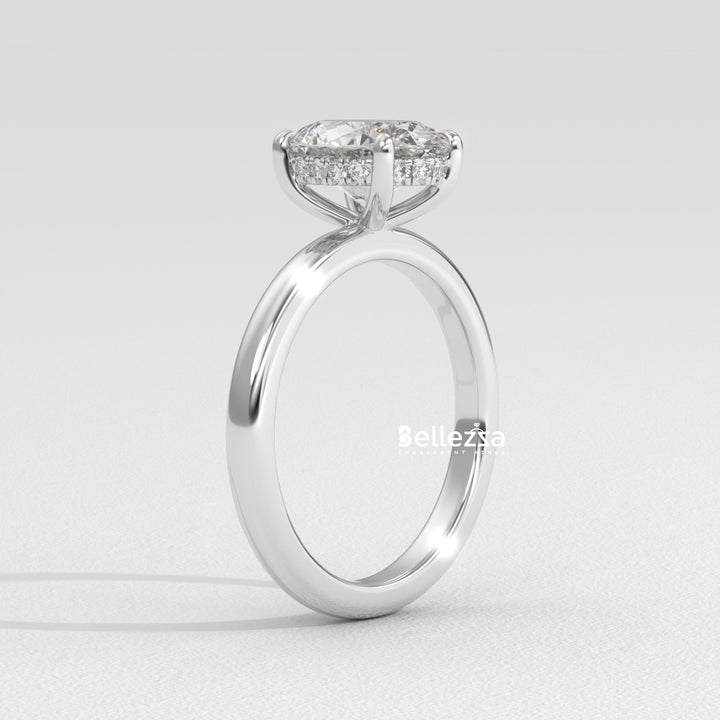 1.0-2.0CT Oval Cut Hidden Halo Lab Grown Engagement Ring