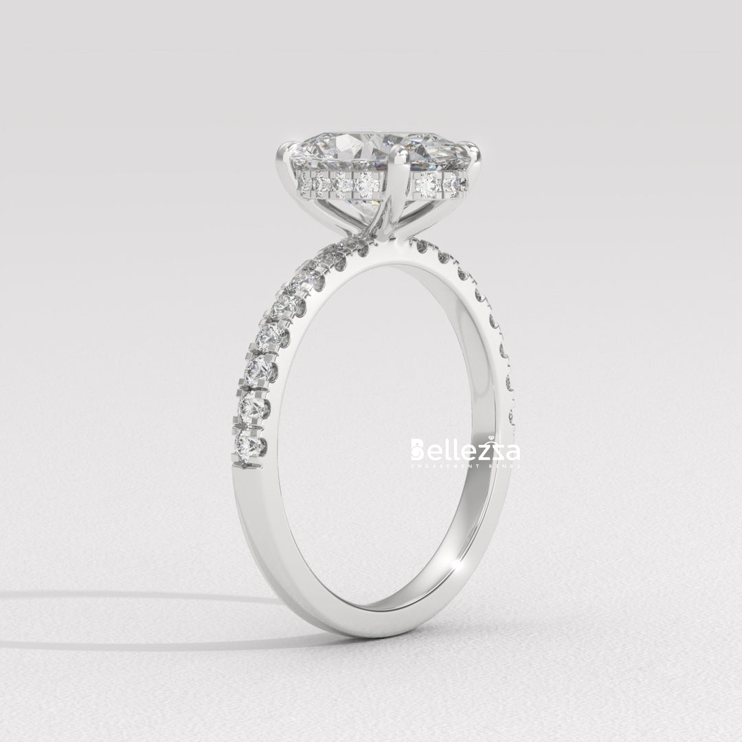 1.50-2.50CT Oval Diamond Hidden Halo Lab Grown Engagement Ring