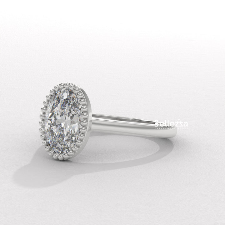 1.50-2.50CT Oval Diamond Vintage Bezel Setting Lab Grown Engagement Ring