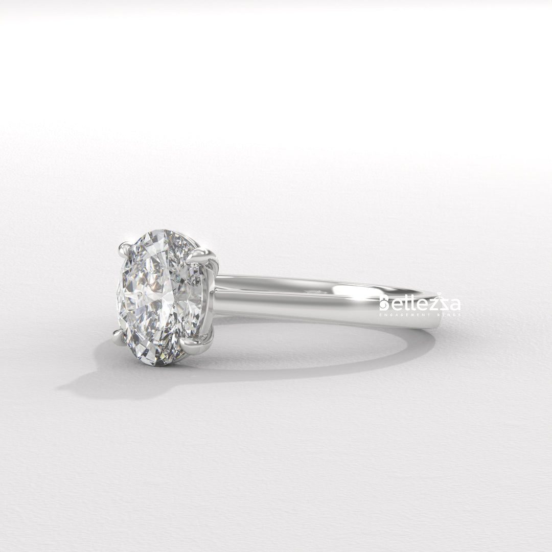 1.0-2.0CT Oval Diamond Solitaire Setting Lab Grown Engagement Ring