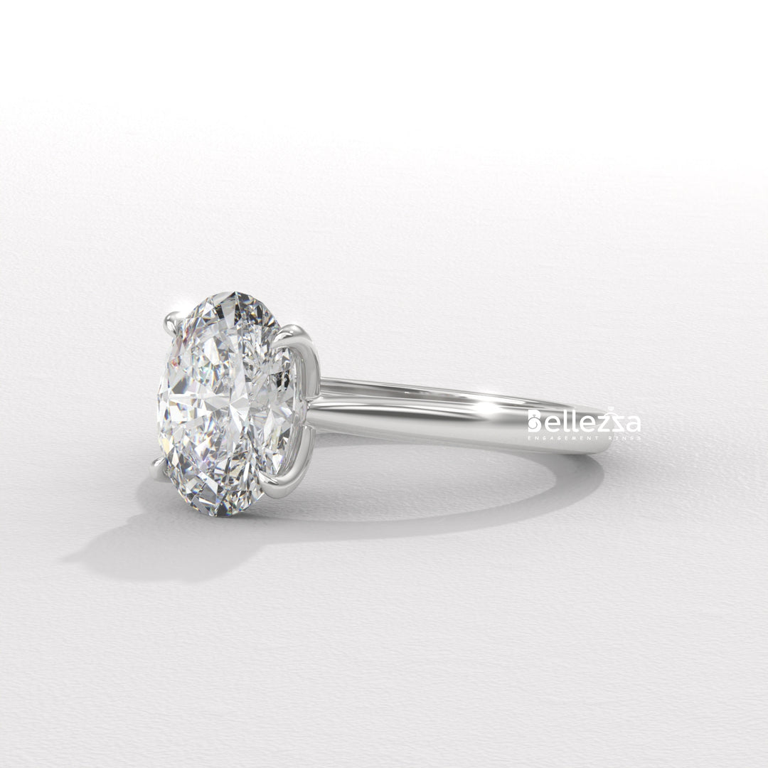 1.0-2.0CT Oval Diamond Solitaire Setting Lab Grown Engagement Ring