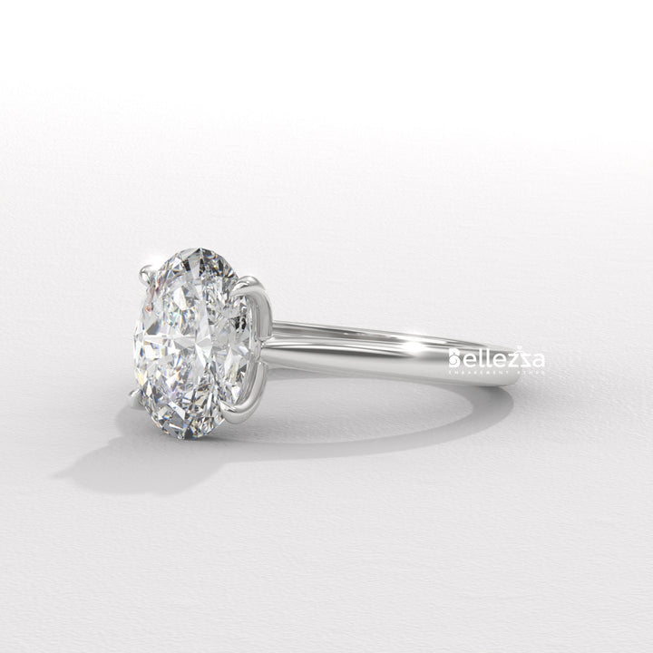 1.0-2.0CT Oval Diamond Solitaire Setting Lab Grown Engagement Ring