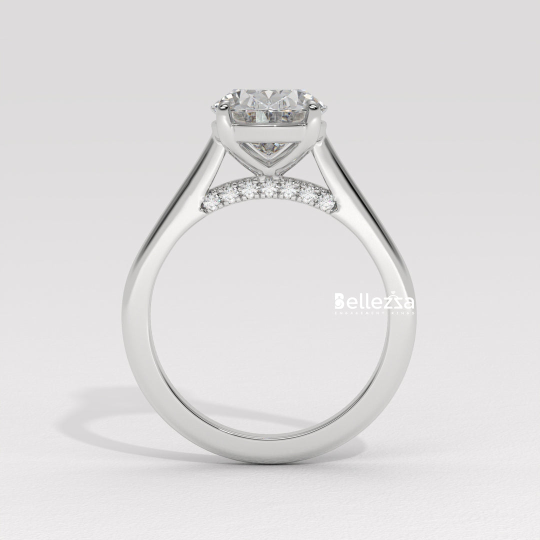 1.50-2.50CT Oval Cut CVD Diamond Hidden Diamond Engagement Ring