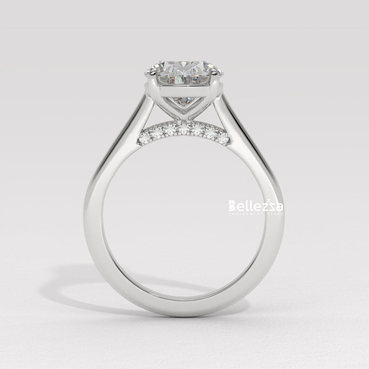 1.50-2.50CT Oval Cut CVD Diamond Hidden Diamond Engagement Ring