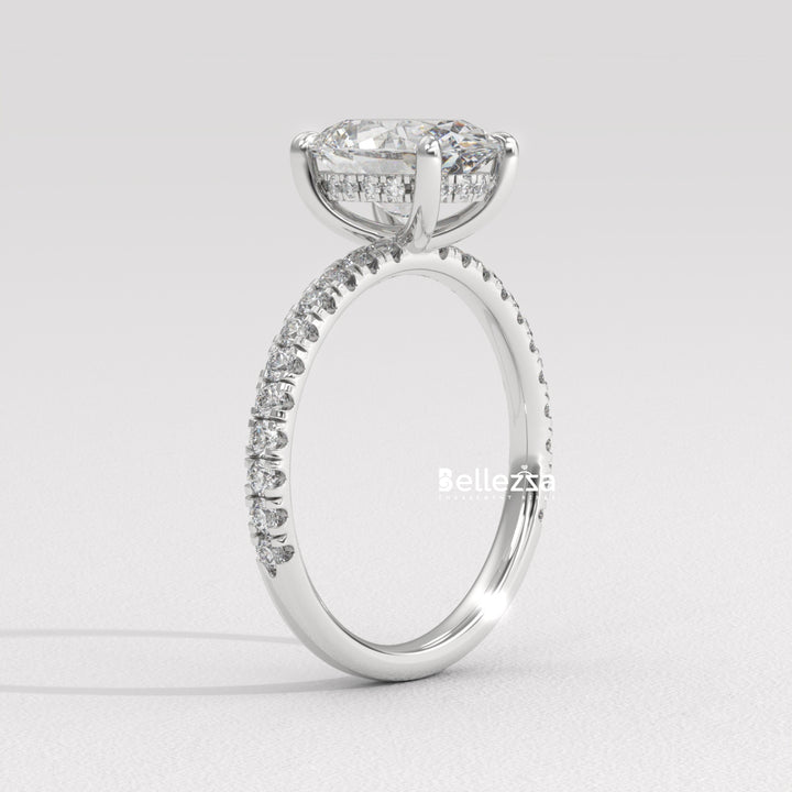 2.0-3.0CT Oval Diamond Pave Setting Lab Grown Engagement Ring