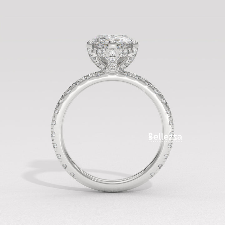 1.50-2.50CT Pear Cut Lab Grown Diamond Pave Setting Engagement Ring