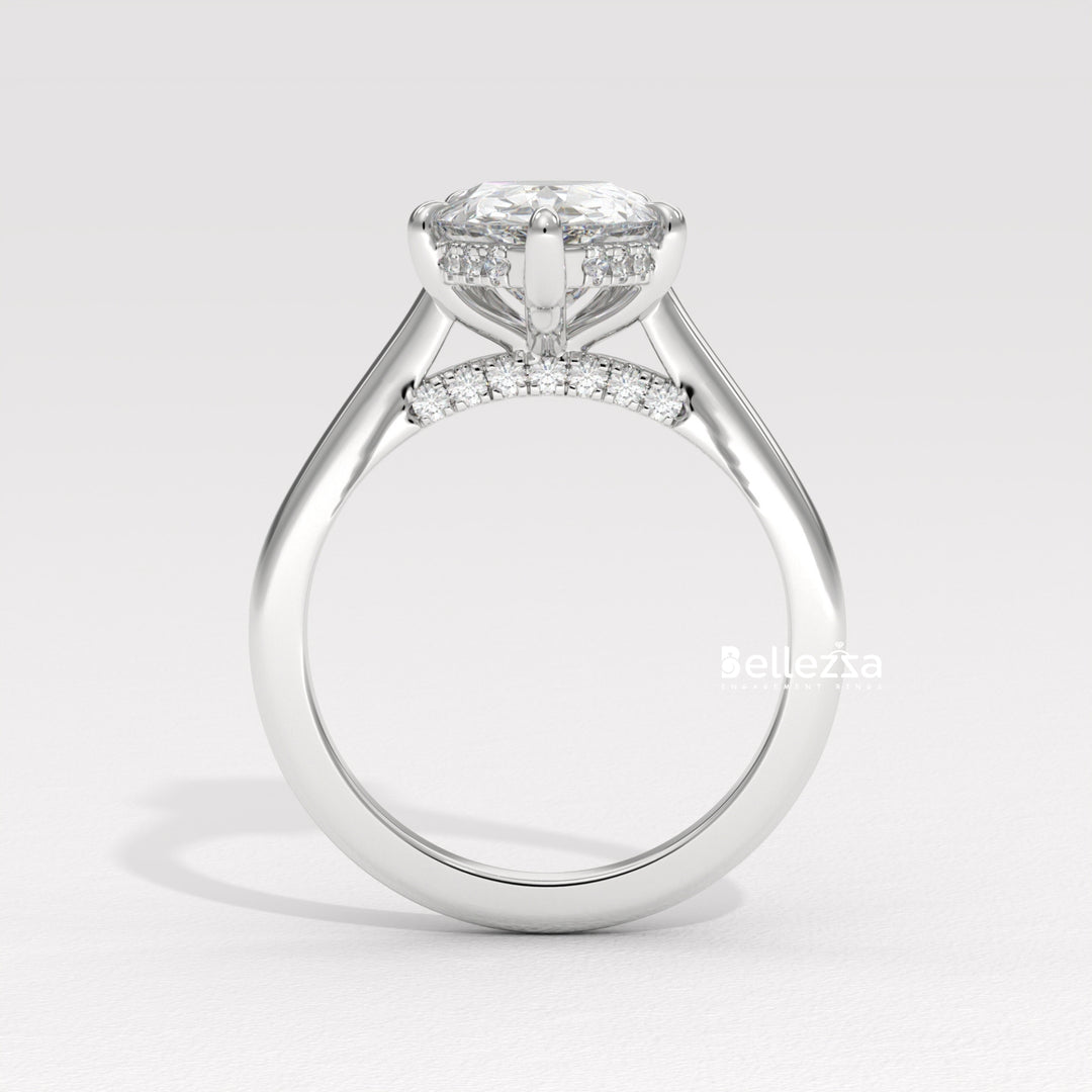 1.50-2.50CT Pear Cut CVD Diamond Hidden Halo Engagement Ring