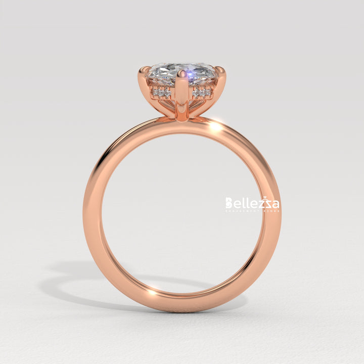 2.0-3.0CT Pear Cut Hidden Halo CVD Diamond Engagement Ring