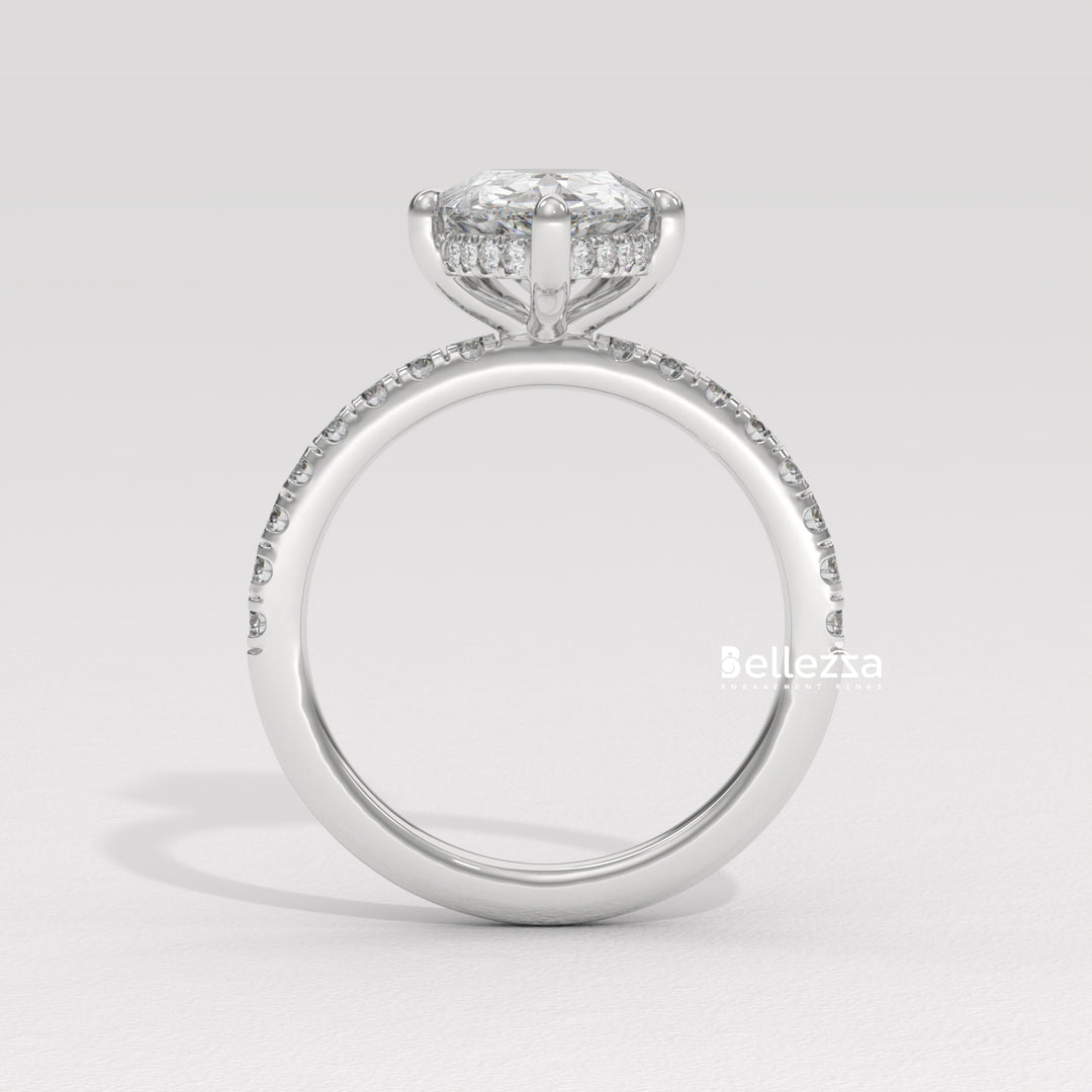 1.50-2.50CT Pear Cut Diamond Pave Setting Lab Grown Engagement Ring