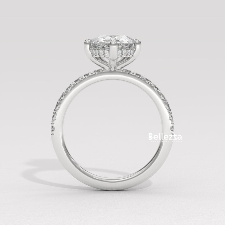 1.50-2.50CT Pear Cut Diamond Pave Setting Lab Grown Engagement Ring