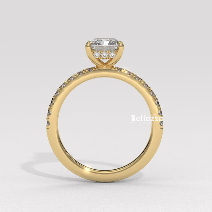 1.50-2.50CT Radiant Cut Hidden Halo Lab Grown Engagement Ring