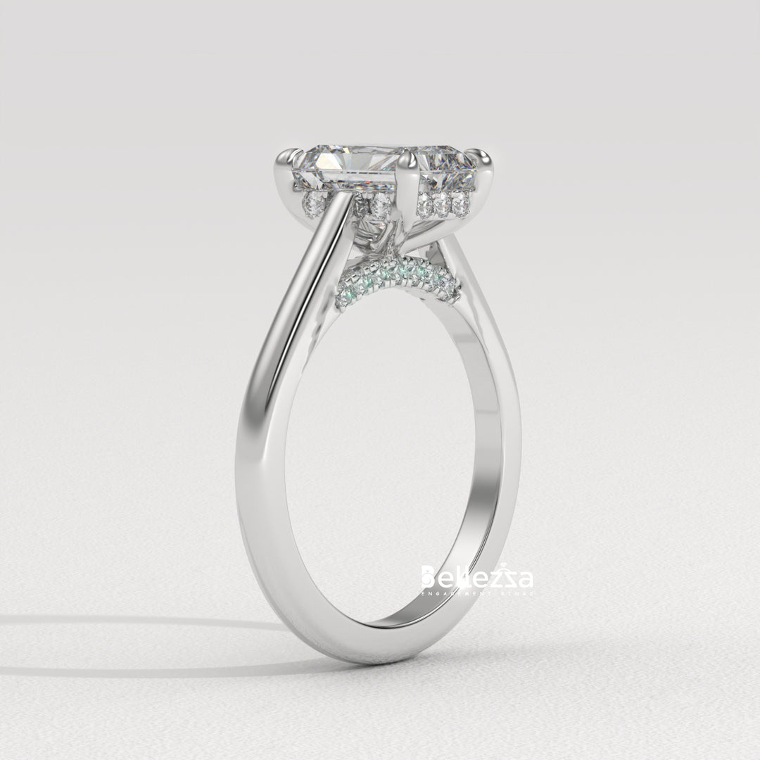 1.50-2.50CT Radiant  Cut Hidden Halo Lab Grown Engagement Ring