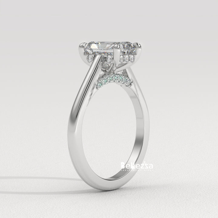 1.50-2.50CT Radiant  Cut Hidden Halo Lab Grown Engagement Ring