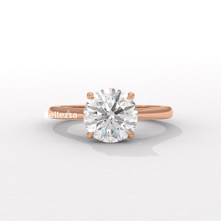 1.0-2.0CT Round Cut Lab Grown Diamond Hidden Halo Engagement Ring