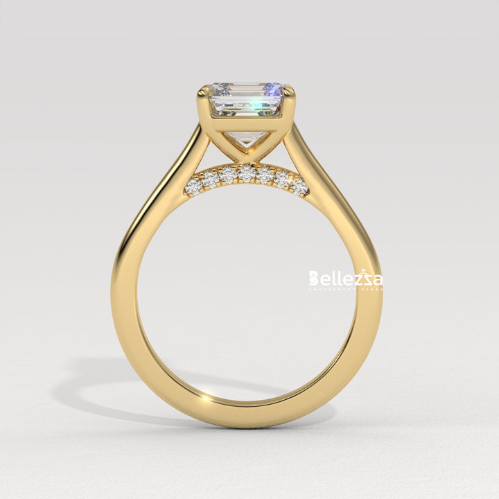 1.0-2.0CT Asscher Cut Solitaire CVD Diamond Engagement Ring