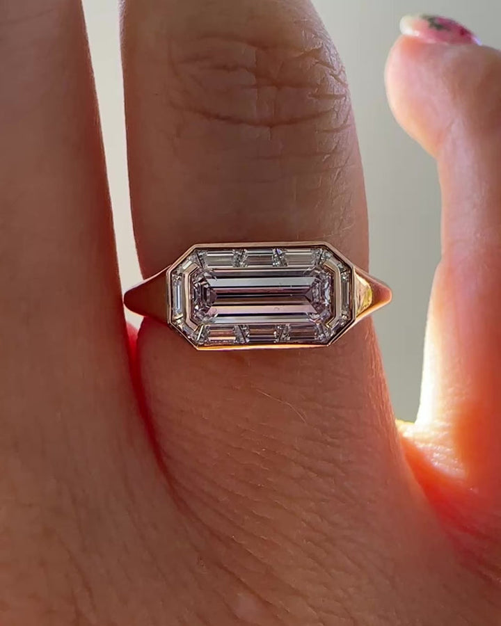 1.0CT Fancy Light Pink Emerald Halo Setting Lab Grown Engagement Ring