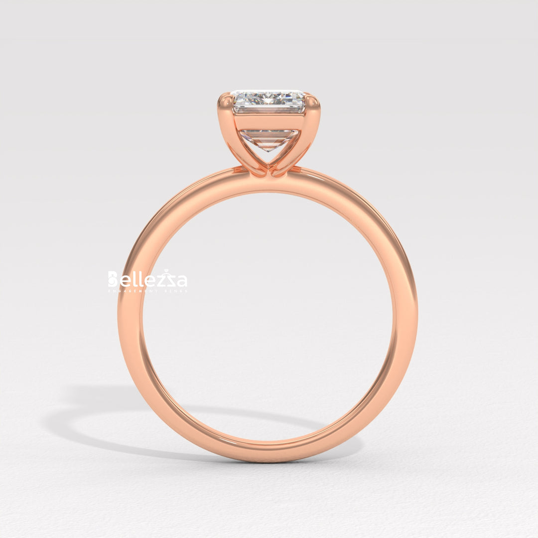1.0-2.0CT Emerald Diamond Solitaire Setting Lab Grown Engagement Ring