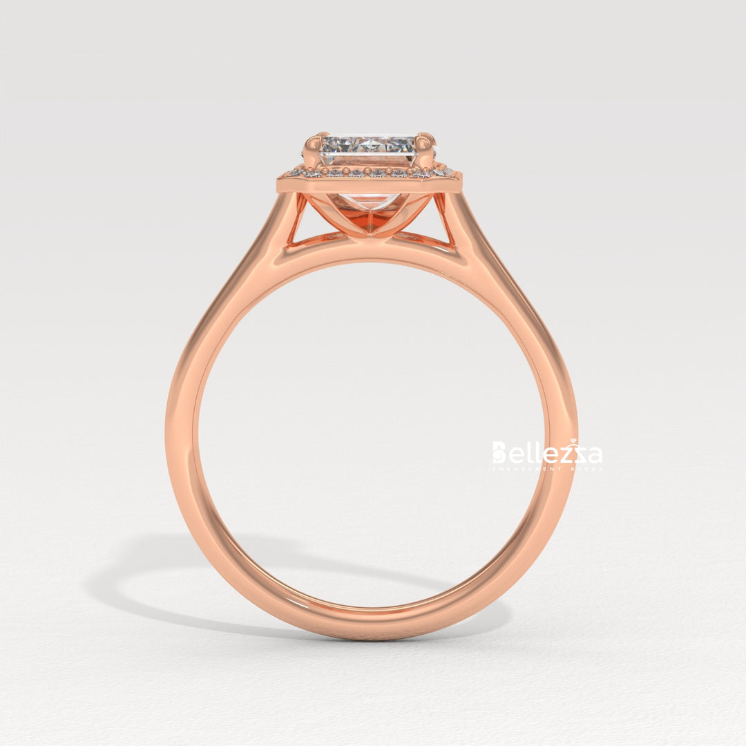 1.50-2.50CT Emerald Cut Lab Grown Diamond Halo Set Engagement Ring