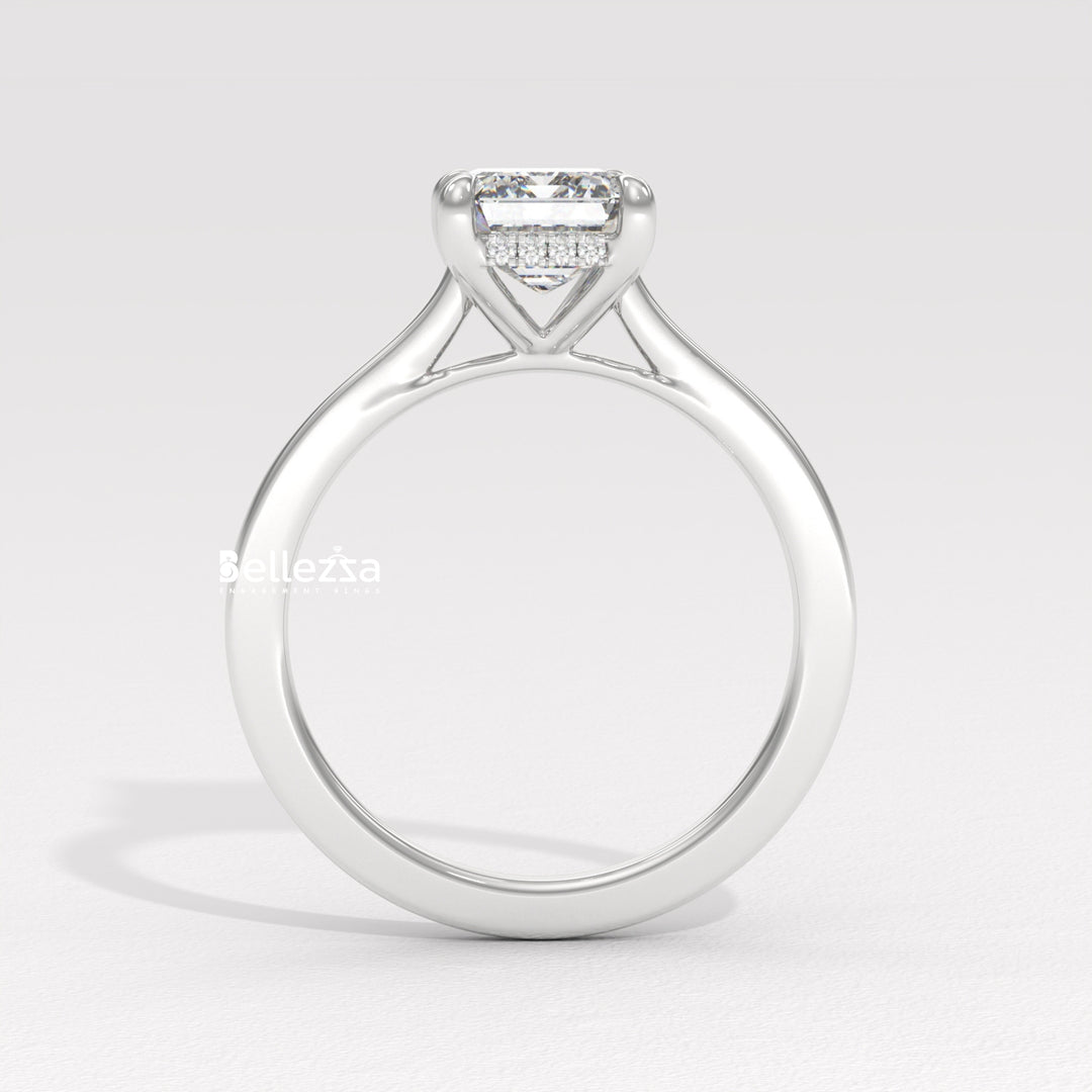 1.50-2.50CT Emerald Diamond Hidden Halo Lab Grown Engagement Ring