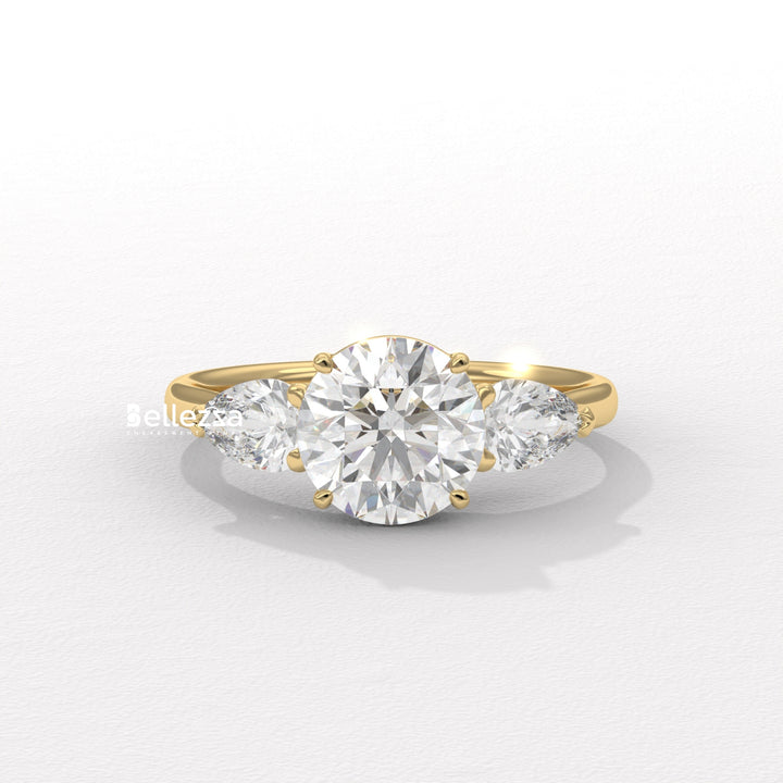 1.50-2.50CT Round Diamond Three Stone Lab Grown Engagement Ring