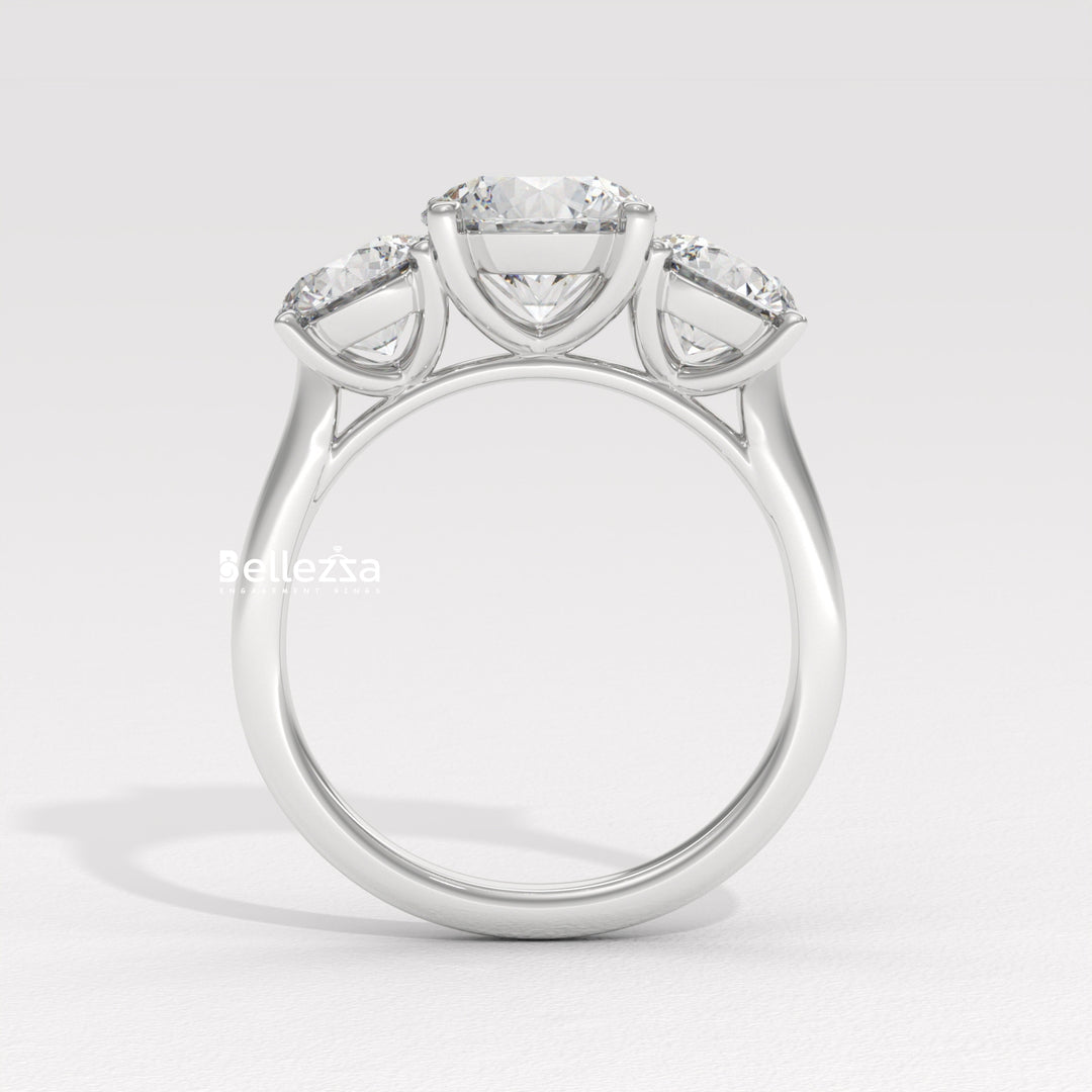 1.50-2.50CT Round Diamond Three Stone Lab Grown Engagement Ring