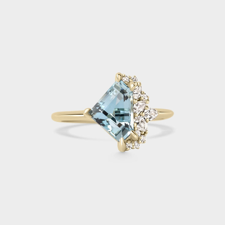 2.0CT Aquamarine Irregular Cut Cluster Setting Lab Grown Engagement Ring