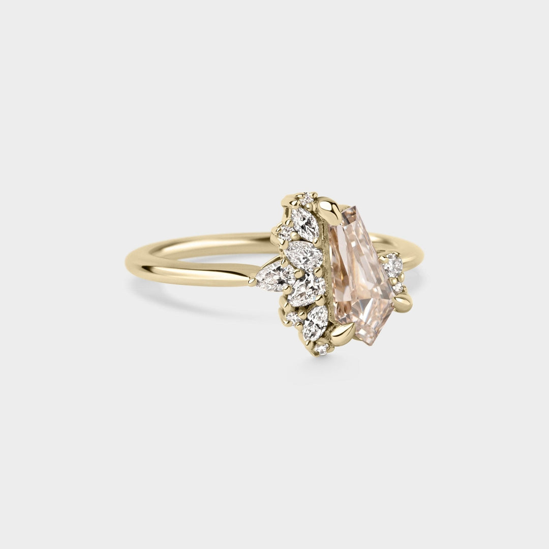 1.0CT Champagne Irregular Diamond Cluster Setting Lab Grown Engagement Ring
