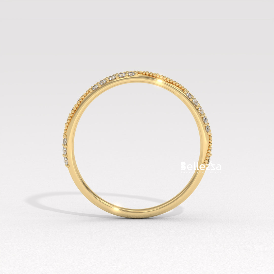 Round Diamond Vintage Style Half Eternity Lab Grown Wedding Band