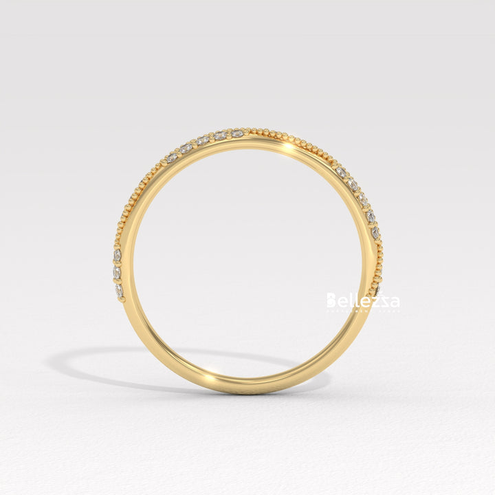 Round Diamond Vintage Style Half Eternity Lab Grown Wedding Band