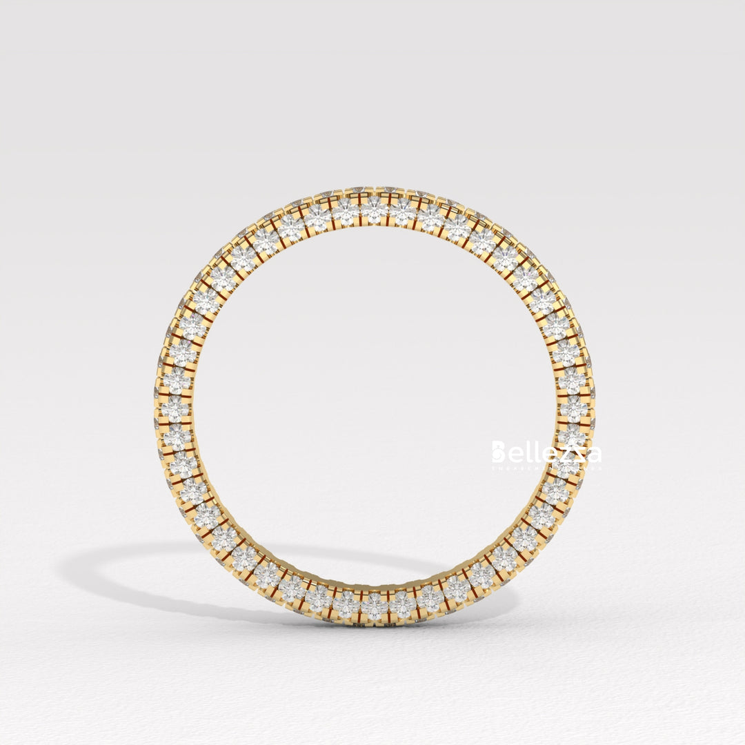 Round Diamond Three Side Pave Setting Lab Grown Wedding Band