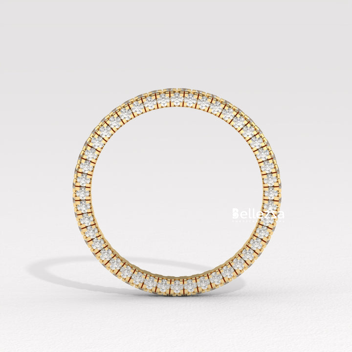 Round Diamond Three Side Pave Setting Lab Grown Wedding Band