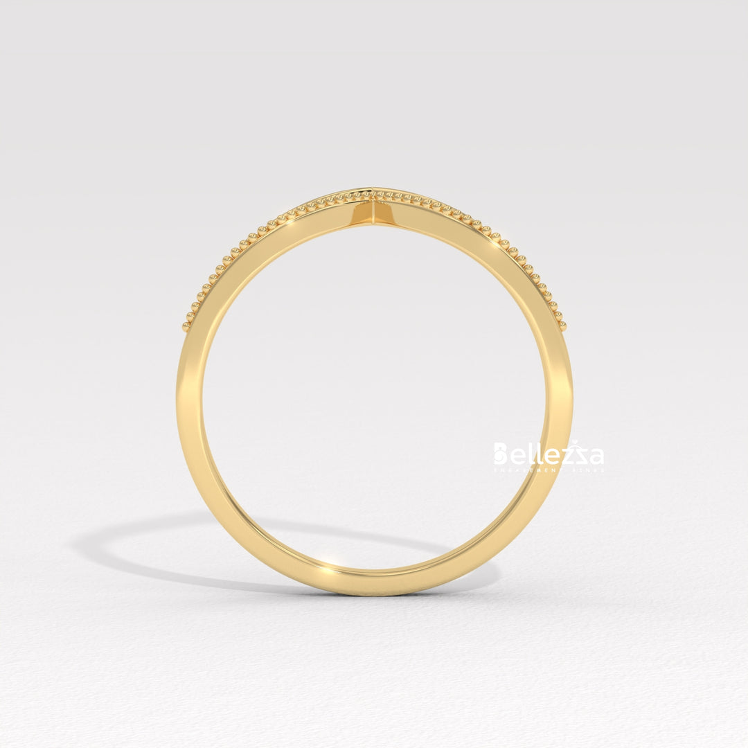Round Diamond V Shape Lab Grown Wedding Band