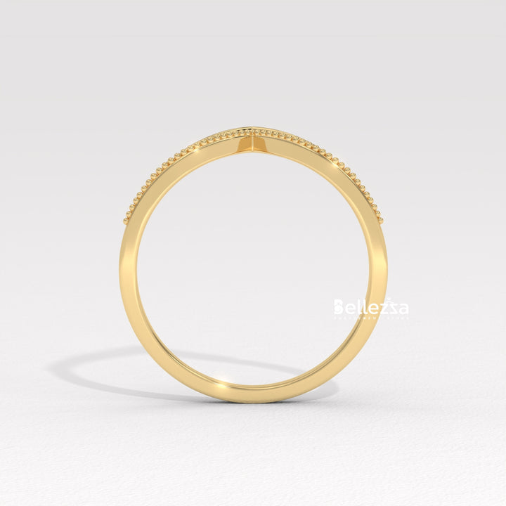 Round Diamond V Shape Lab Grown Wedding Band