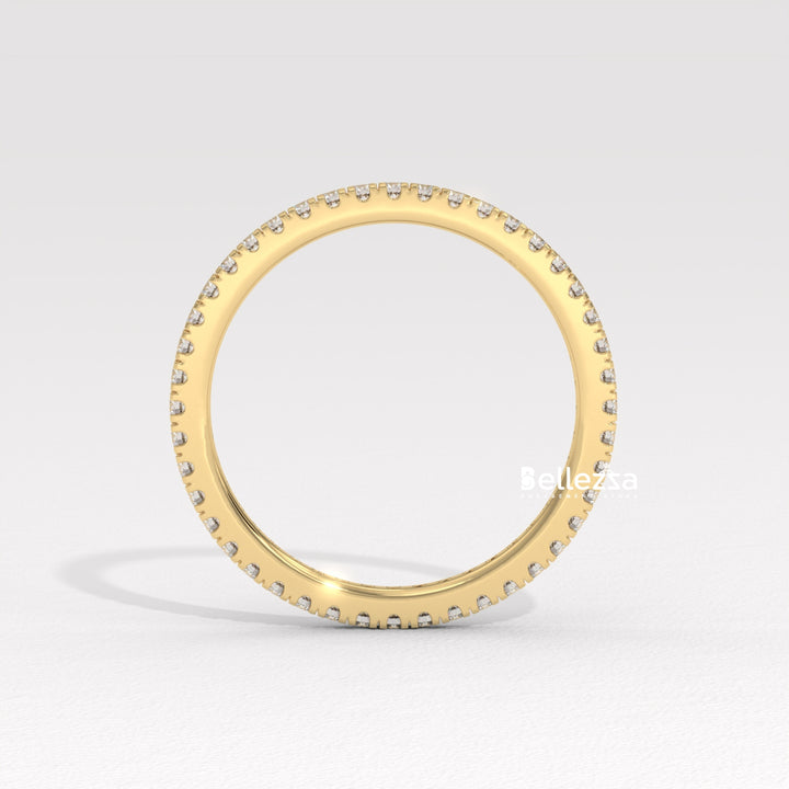 Round Diamond Pave Setting Eternity Lab Grown  Wedding Band