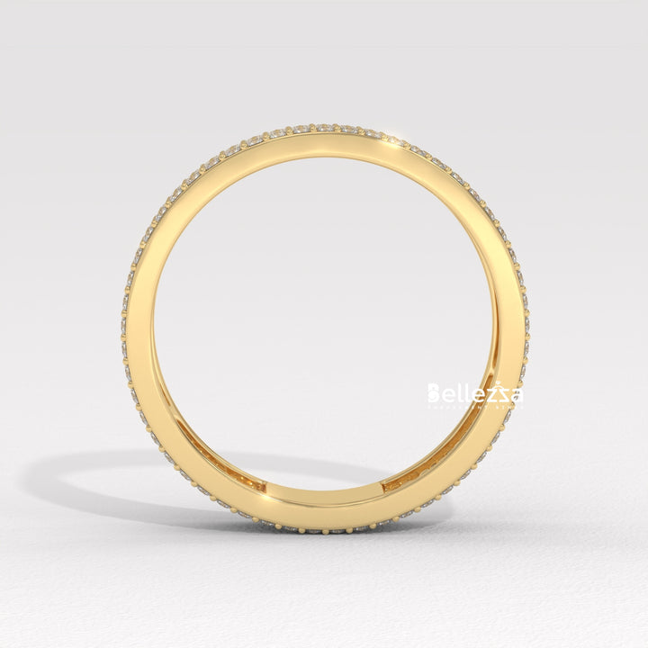 Round Diamond Cluster Setting Wide Eternity Wedding Band