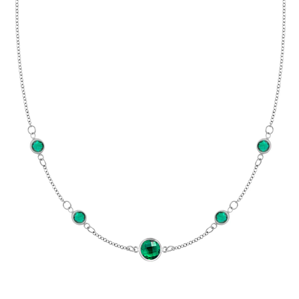 1.84TCW Round Cut Emerald Moissanite May Birthstone Necklace