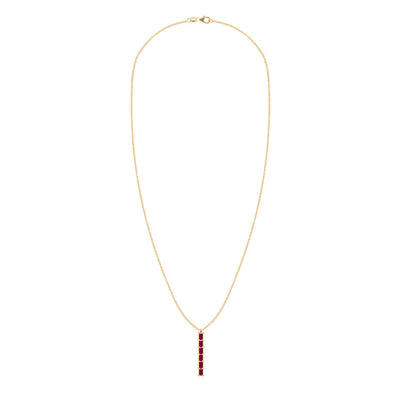 0.84TCW Baguette Cut Ruby Moissanite July Birthstone Necklace