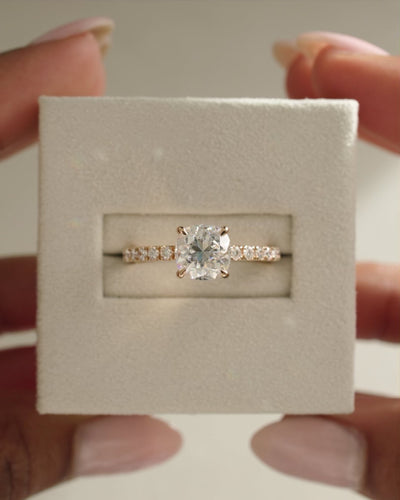 1.0 CT Cushion Diamond Hidden Halo Moissanite Engagement Ring