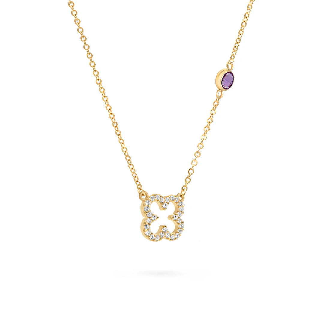 0.25CT Round Amethyst Moissanite Diamond February Birthstone Necklace