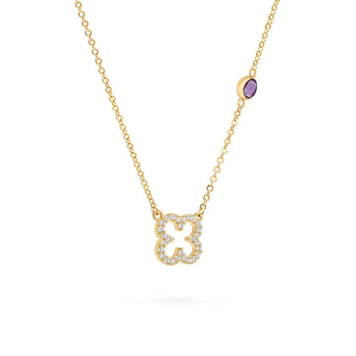 0.25CT Round Amethyst Moissanite Diamond February Birthstone Necklace