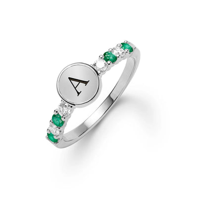 0.96TCW Round Diamond Customized Moissanite May Birthstone Ring