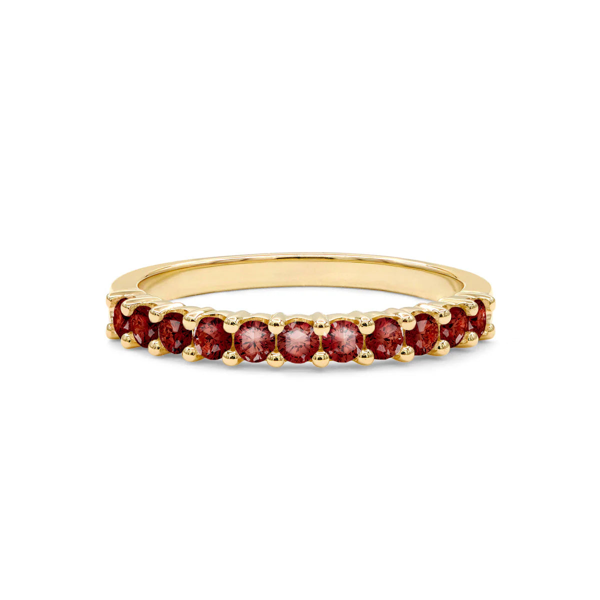 1.40TCW Round Garnet Moissanite Diamond January Birthstone Wedding Band