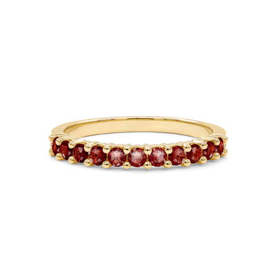 1.40TCW Round Garnet Moissanite Diamond January Birthstone Wedding Band