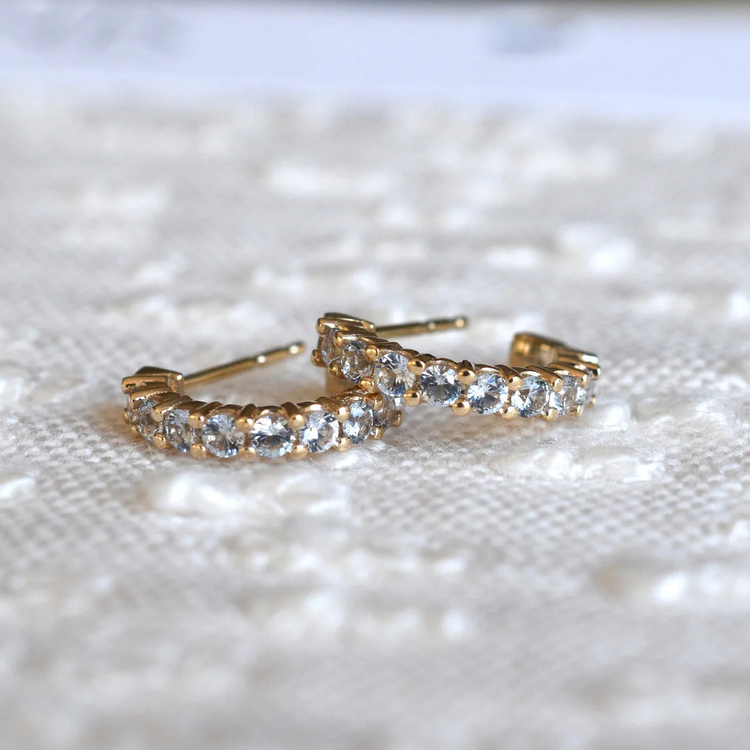 1.08TCW Round Aquamarine Moissanite March Birthstone Hoop Earrings