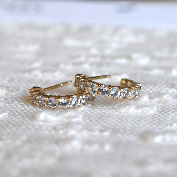 1.08TCW Round Aquamarine Moissanite March Birthstone Hoop Earrings