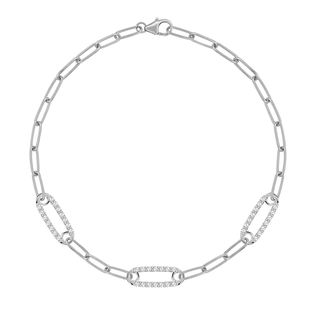 2.80TCW Round Cut Chain Moissanite Diamond April Birthstone Bracelet