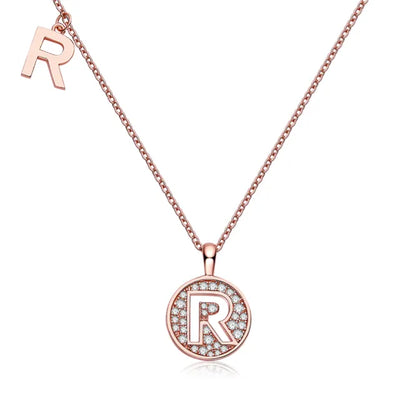 " R " Letter Moissanite Diamond Necklace for Women