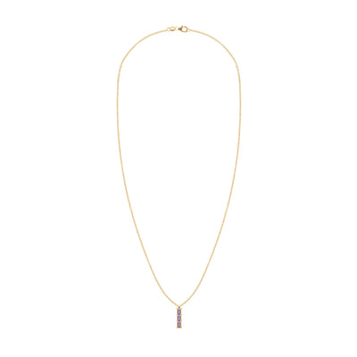 1.26 TCW Baguette Cut Three Stone Moissanite February Birthone Necklace